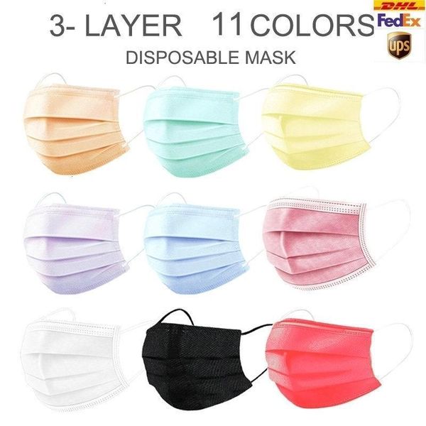 

10pcs pack individual package 3 black colorful layers and disposable face kids mouth bjxj non-woven protective retail mask wholesale a bpls