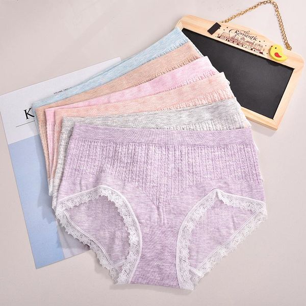 

new women seamless panties lace cotton underwear cute printed intimate soft briefs breathable underpants lingerie, Black;pink