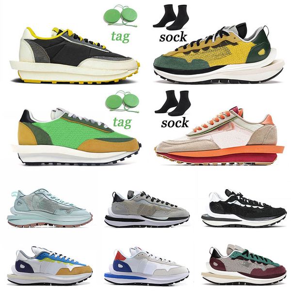 

running shoes ldv waffle dark iris sesame blue void game royal bright citron undercover university red womens mens sneakers trainers, White;red
