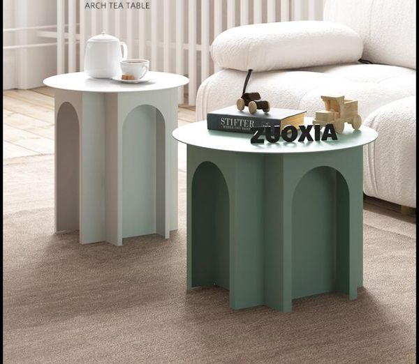 Tavolo da tè in ferro soggiorno in marmo camera da letto divano nord Europa moderno semplice bovindo, tavolino rotondo