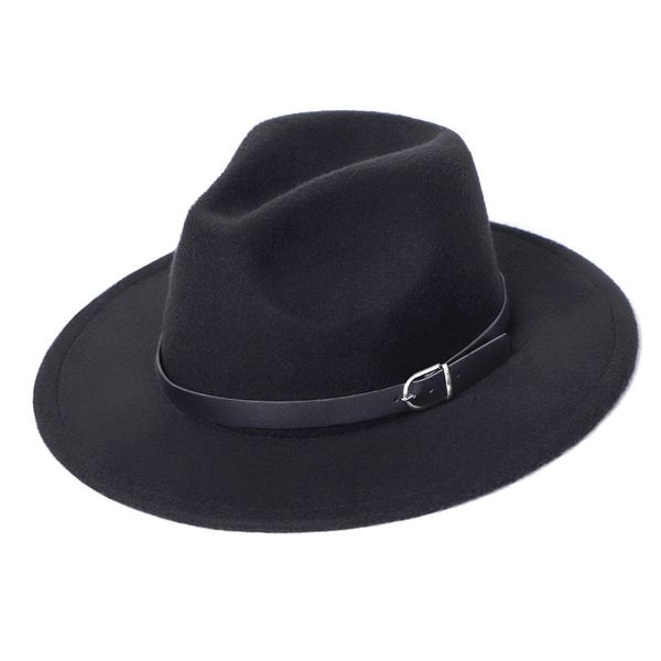

wholesale imitation woolen winter women felt hats men fashion black jazz hat fedoras chapeau sombrero mujer 2019 t200116, Blue;gray