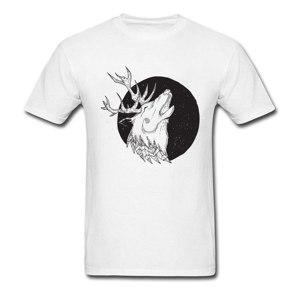

deer and wolf 2018 montage art design men white black t shirt quality o neck t shirt cartoon animal sport hooded sweatshirt hoodie