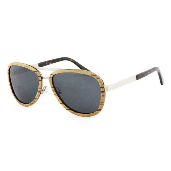 

polarized pilot custom men promotion steel dropshipping sunglasses acetate temple wood laminated zebra metal rbapv, White;black