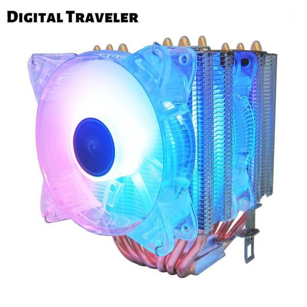 

fans & coolings tm6 cpu cooler 6 heat pipes 4 pin pwm auto rgb multiple color modes for intel lga 1150 1151 1155 2011 and amd am4 am31