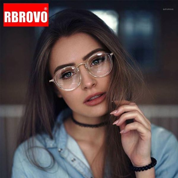 

rbrovo 2020 round glasses frame luxury glasses women mirror eyeglasses for women/men anti-blue light lentes de lectura hombre1, White;black