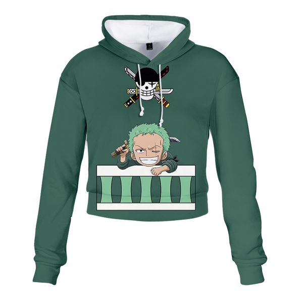 

japan anime one piece crop women hoodies sweatshirts luffy roronoa zoro nami usopp sanji nico robin franky cosplay costume, Black