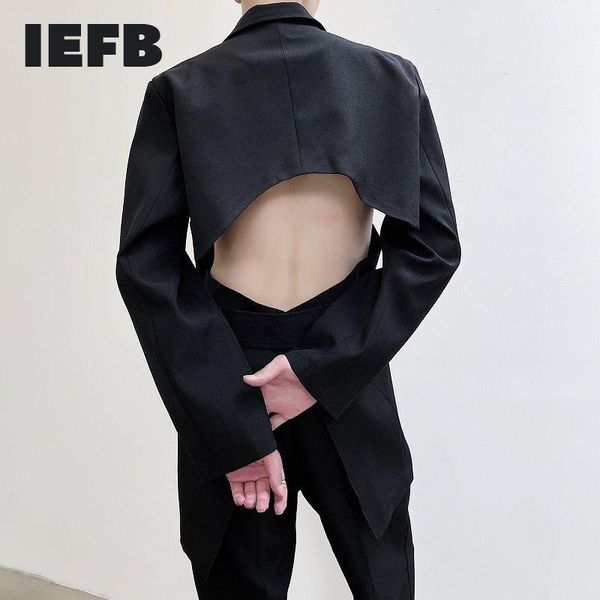 

iefb /men's wear niche design backless fashionable black suit for male 2020 autumn new high street suit oversize coat 9y35750, White;black