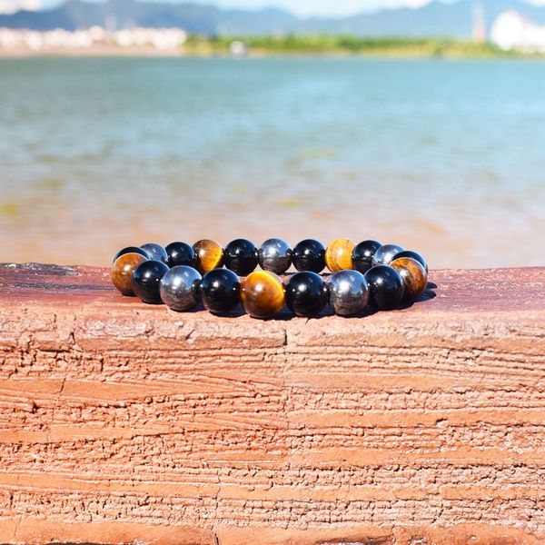 

natural tiger eye hematite obsidian bracelets men magnetic health protection balance beads bracelets women reiki healing jewelry, Black