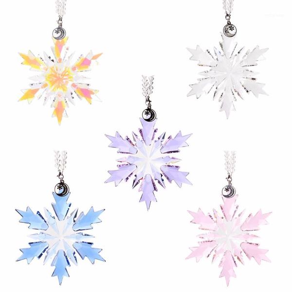 

christmas decorations 2021 arrived 5 color christams crytal snowflake hanging glass pendants chandelier parts ornament party dec