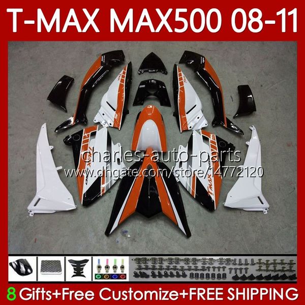 Bodykit für Yamaha TMAX MAX 500 XP500 MAX-500 T 2008–2011 Karosserie Orange weiß 107Nr.108 TMAX-500 TMAX500 T-MAX500 2008 2009 2010 2011 MAX500 08 09 10 11 OEM-Verkleidung