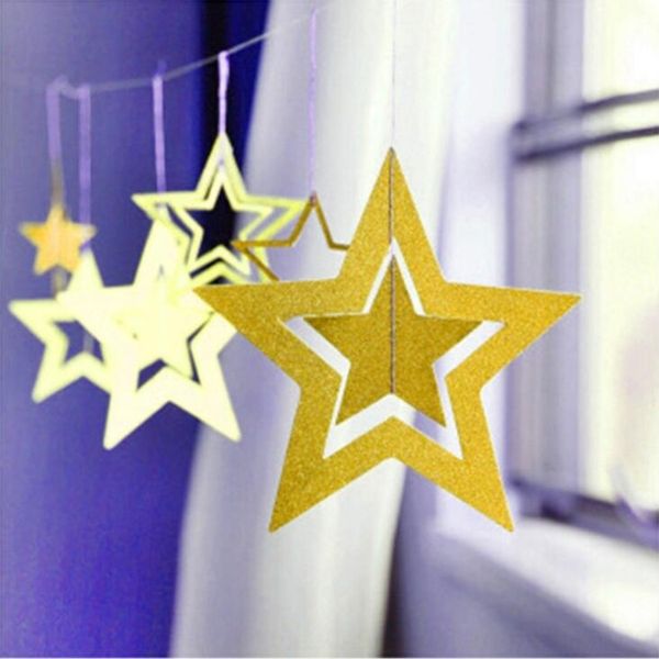 

nwwpk 7-piece hollow-out new year christmas party decorati christmas 7-piece pendanthollow-out new pendant star year five-pointed party deco
