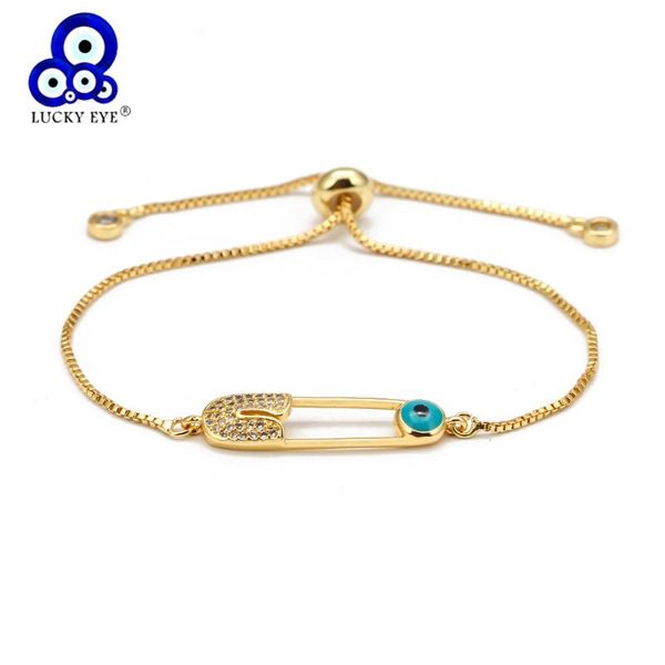 

charm bracelets lucky eye micro pave turkish evil bracelet gold color chain adjustable for women girls fashion jewelry bd470, Golden;silver