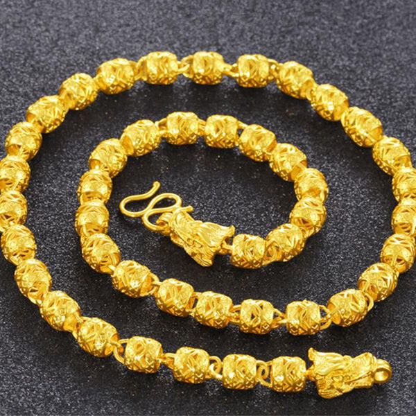 

hip hop jewelry yellow gold filled hollow beads chain necklace for men/boys, Silver