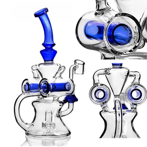 25 cm hohe Glasbongs, Wasserpfeifen, Bubbler mit Swing-Recycler, rauchende Wasserpfeife, Öl-Dab-Rigs