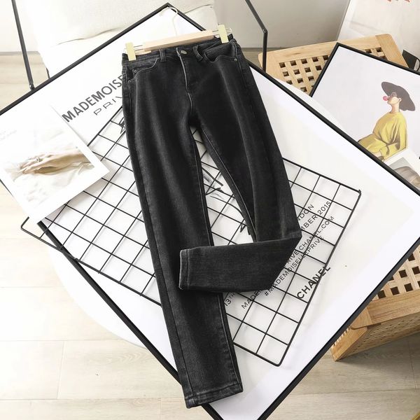 

2021 new breathing thickening fund of 8028 autumn winters is little jeans, backing since the waist elastic denim trousers cjvu, Blue