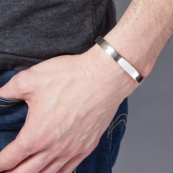 

6mm 8mm classic flat torque bangle bracelet for men 8mm stainless steel grange cuffs bangle polish finish comfort-fit, Black