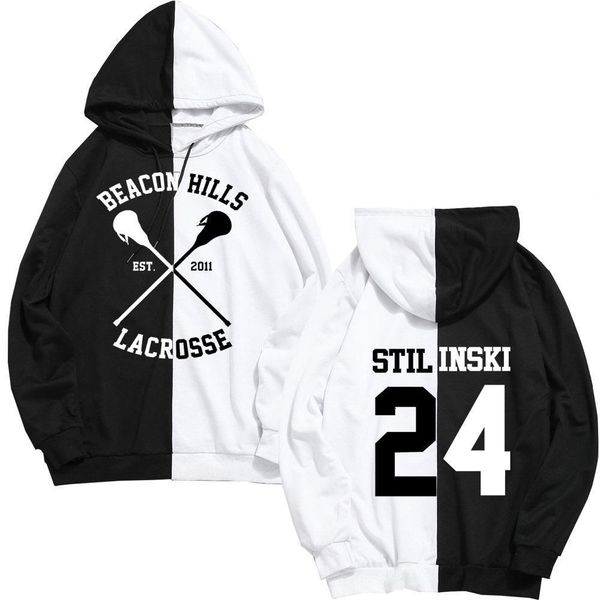

stilinski 24 hoodies sweatshirts men and women moletom streetwear sweatshirt hoodie plus size jacket coat men clothes teen wolf, Black