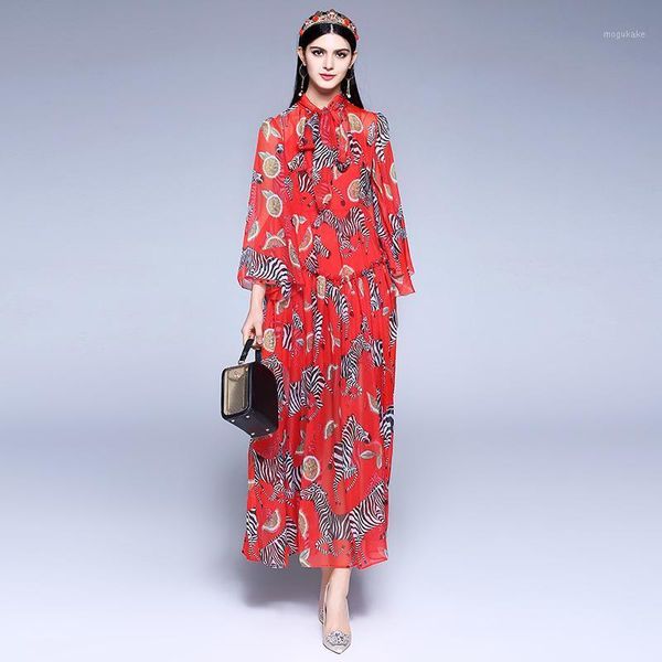 

customized casual lemon animal zebra print three quarter sleeved dress 2020 spring summer elegant red dresses1, Black;gray