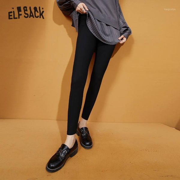 

elfsack black solid minimalist skinny women pants,2020 autumn elf pure high waist korean ladies,basic daily pencil pants1, Black;white