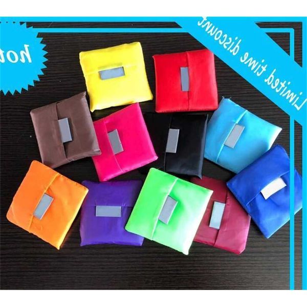 

10pcs solid foldable shopping recyclable bag portable waterproof grocery tote eco friendly handbag