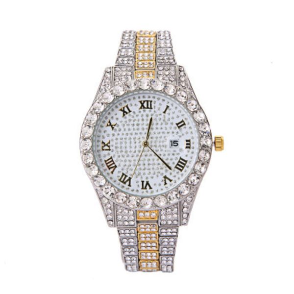 

fashion calendar diamond men's 2020 new large dial watch, Slivery;brown