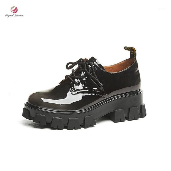 

dress shoes original intention real leather woman black wine red lace-up mid heels lady concise office comfortable concise1