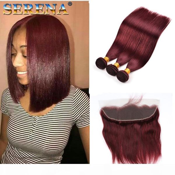 

omber color 99j weft hair extensions dark wine fashion beauty human hair weave bundles silky straight brazilian hair with frontal, Black;brown