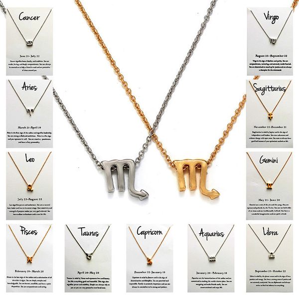 

sign necklace necklace 12pcs/set zodiac 12 pendant constellation birthday gifts message card for women girl constellatio