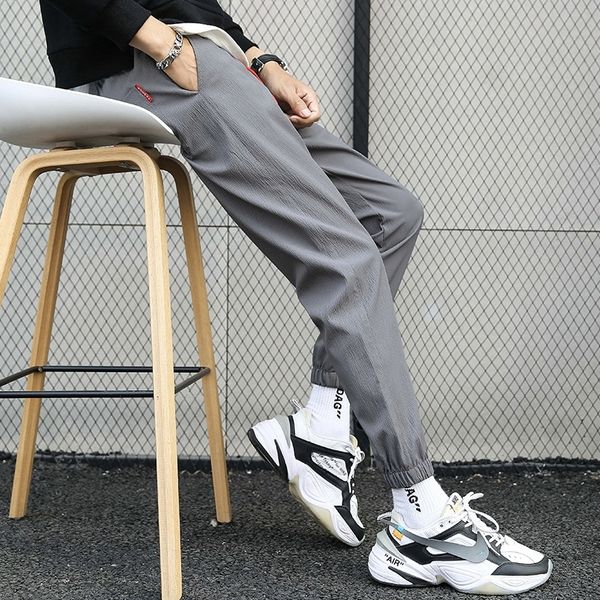 

tzm15 casual trousers casual pants men's spring new men's slim capris korean fashion trend youth versatile pants woota, Blue