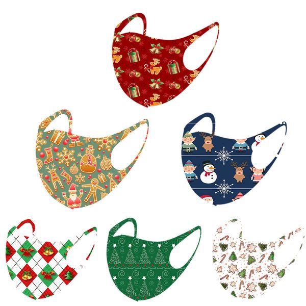 

christmas ice silk face mask breathable mouth cover anti-dust pollution protect masks fabric sport outdoor party mask