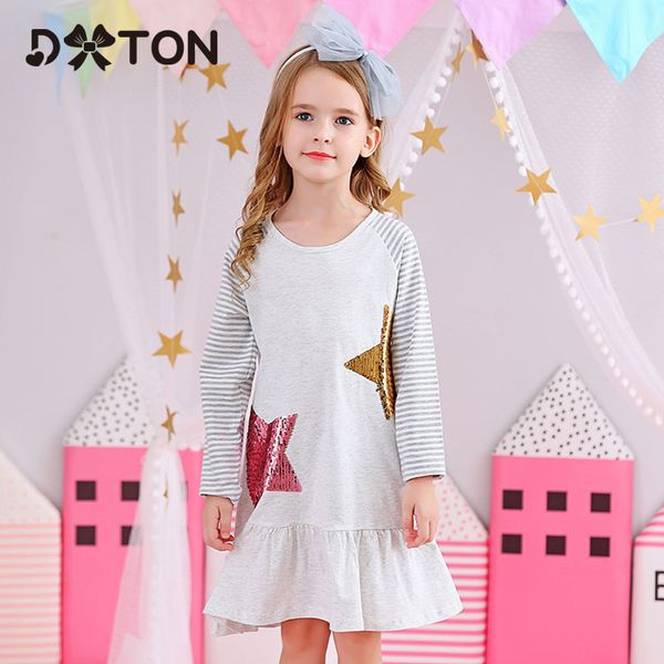 

dxton girls dresses with sequin long sleeve girl winter dress 2019 christmas children clothing stripe casual costume for girls lj200923, Red;yellow
