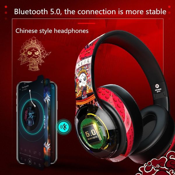 

new bh10 panda edition wireless bluetooth headset with microphone music game chinese style headset gift preference