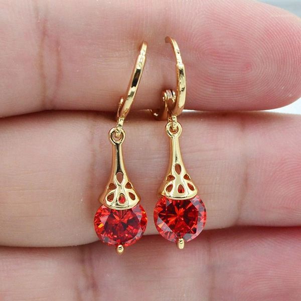 

fashion women gold color filled red mystic za gems water drop earrings jewelry1, Silver