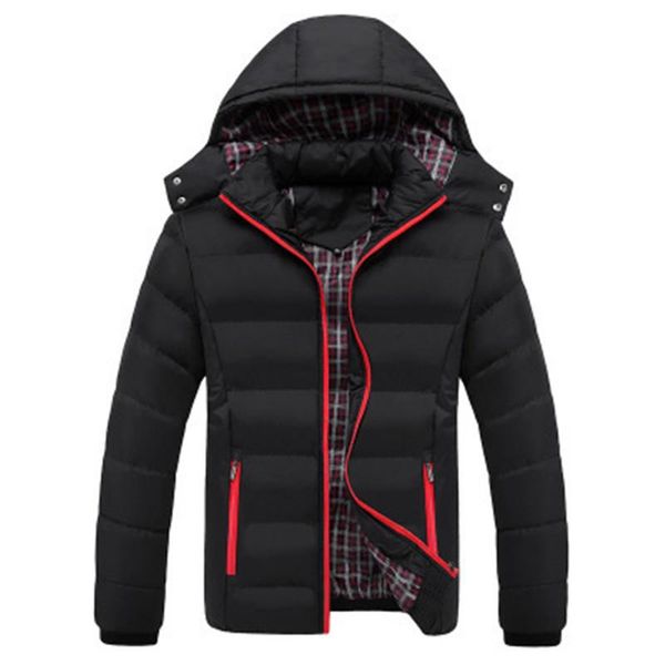 

2020 autumn winter new men's cotton-padded clothes youth casual windproof warm hooded european american plus size jacke, Black