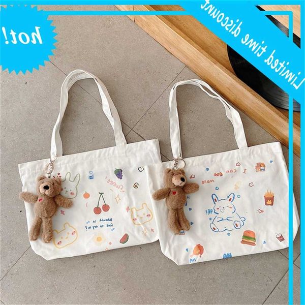 

07143 2020 new cute rabbit one shoulder girl canvas bag zipper schoolbag