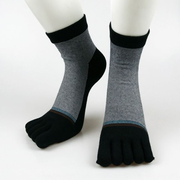 

men's thickened color matching medium low tube five finger socks for winter warmth and cold protection cotton keep warm heel leisure sp, Black
