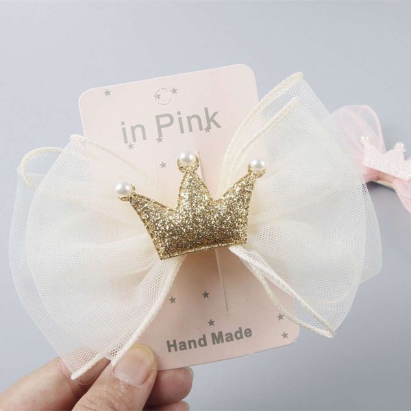

korean children's girl princess mesh crown hairpin headdress, Silver