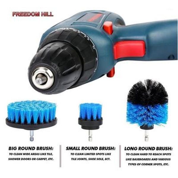 

1 set/3 pcs electric drill brush kit plastic round cleaning brush for carpet glass car tires nylon brushes scrubber drill1