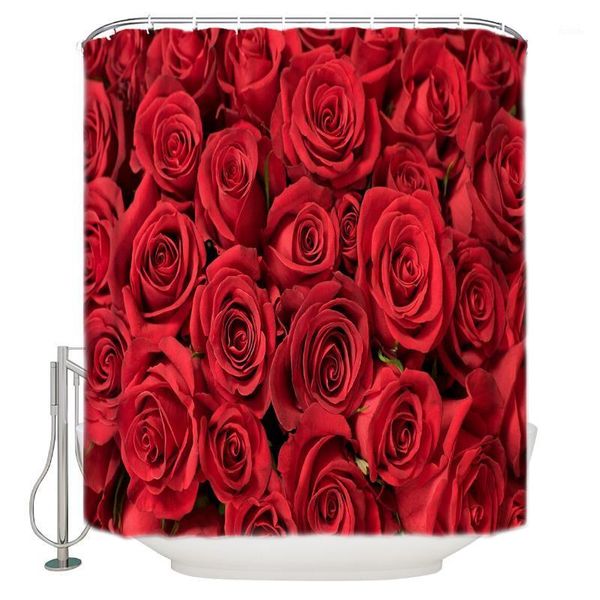 

rose flower plant pattern shower curtains polyester fabric waterproof bath curtain1