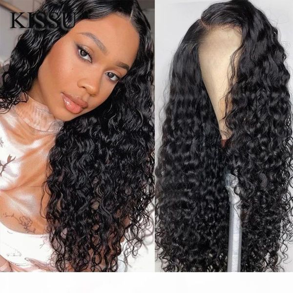 

13x4 water wave lace front wig already made human hair wigs with lace water weave human hair wig frontal brazilian sale, Black;brown
