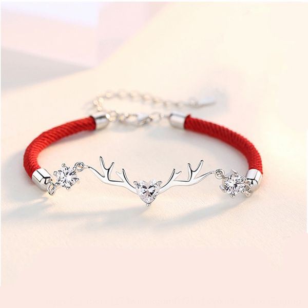 

925 серебряной любовь весь путь оленя браслета иметь ваше loversbracelet тканого красные и черные веревки для мужчин и женщин u6wc7, Golden;silver