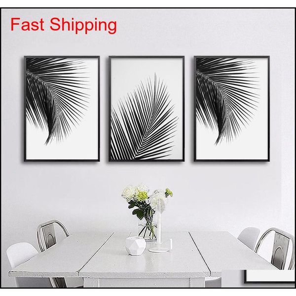

black white palm tree leaves canvas posters and prints minimalist painting wall art decorative picture nordi qylzoj bdesports