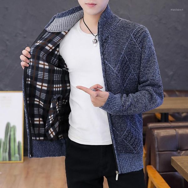 

zipper cardigan sweater men fashion korean style men clothing slim mens sweater long sleeve knitted cardigans oversize 2020 new1, White;black