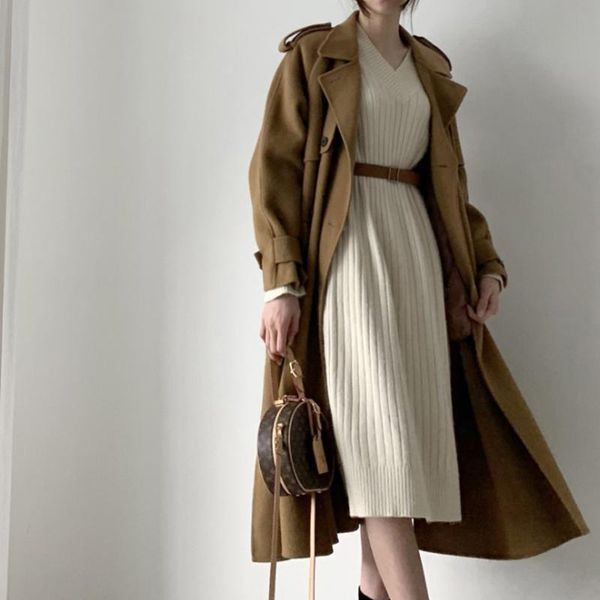 

casual dresses 2021 autumn sweater women dress winter long sleeve sweaters knitted womens loose maxi oversize knitting robe vestido, Black;gray