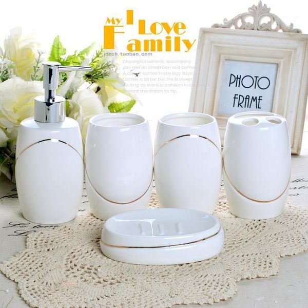 

wshyufei creative european style bathroom wash set ceramic bathroom supplies wash cup lotion bottle soap dish wedding gift1