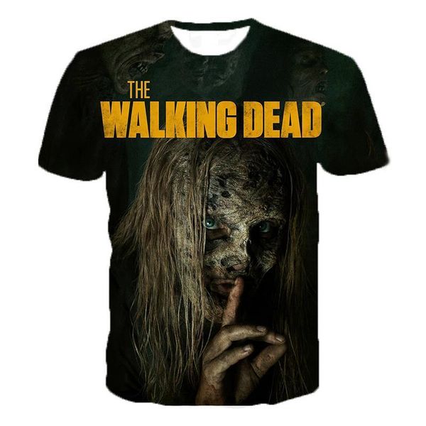 

horror tv the walking dead 3d print tshirt men women hip hop streetwear tee t shirt 90s boys cool clothes man, White;black