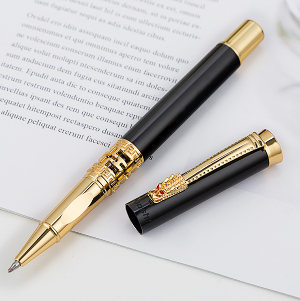 

luxury business office sign pen hollow metal ballpoint pens student writing school rollerball pen stationery supplies 03779, Blue;orange
