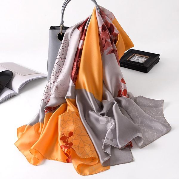 

new winter scarf women bandana hair female scarves lady silk head wraps large print beach neckerchief shawls fashion foulard, Blue;gray