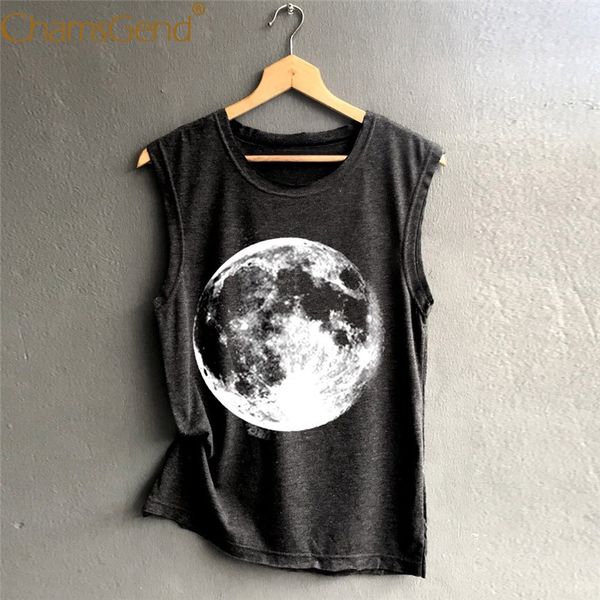 

casual moon print women sleeveless tank summer casual shirt woman streetwear vest s,,l,xl,2xl 90228, White