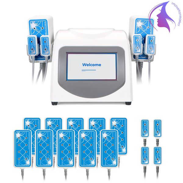 

160 mw 635nm-650nm lipo laser shaping fat loss 14 pads cellulite removal body slimming machine